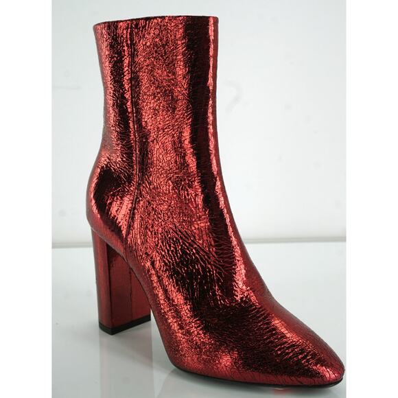 SAINT LAURENT Babies Red Metallic Ankle Boots Size 36.5 NIB YSL 90MM - Picture 9 of 12